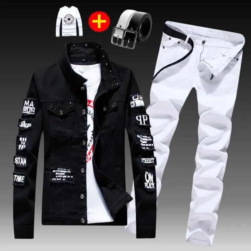 Spring and autumn men's Korean version of denim outer suit casual collocation handsome trendy jacket top clothes