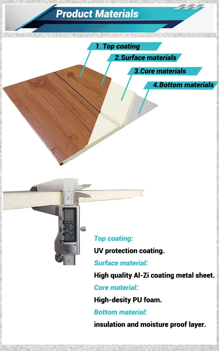 Fireproof Polyurethane Sandwich Panel Insulated Metal Siding Exterior ...