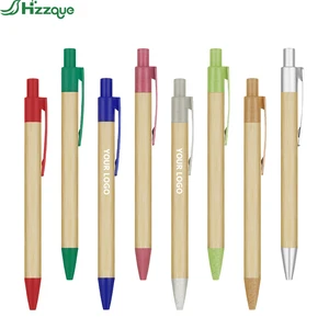High Quality Custom Laser Logo Imprint 1.0mm Bamboo Wood and Plastic Ballpoint Pen Promotion Writing Tool