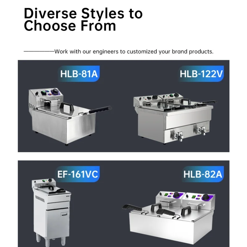 Heavybao Commercial Electric Deep Fryer 8L 3000W for Restaurants French Fries Machine with Food Grade Stainless Steel