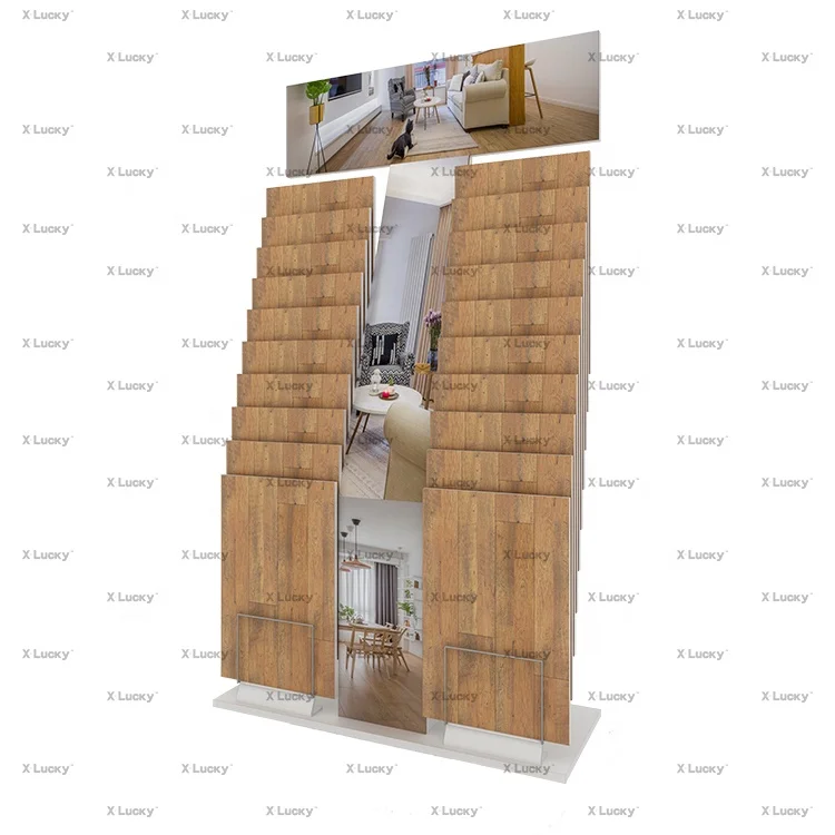 New Arrival Factory Page Turn Sample Display Wooden Flooring Stand Floor Laminate Parquet Display Stand Racks Showroom Tile Rack