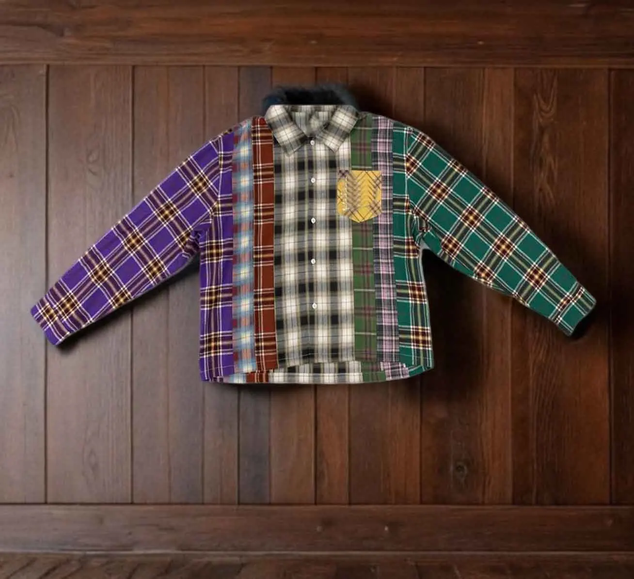 Salati Manufacturer Designer Multicolor Button Down up Collared Plaid Chek Flannel Boxy Vintage Long Sleeve T Shirts Hommes Men gallery 2