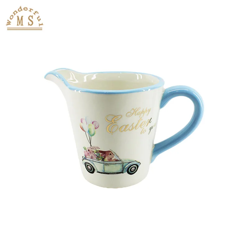 Spring Rabbit Flower Ceramic Gift Milk Cup Mug Kitchen Tableware for Break Time