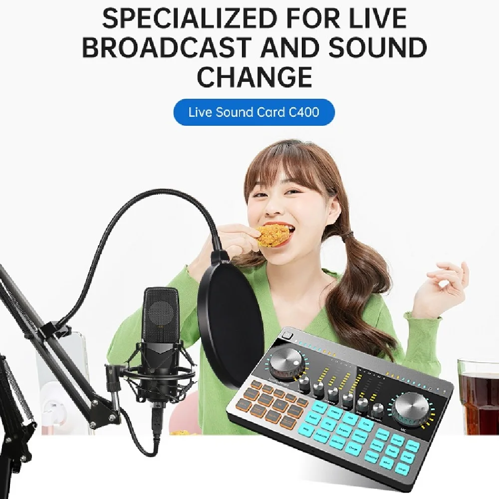 Профессиональная студийная звуковая карта Streming для прямой трансляции с микрофоном Xlr