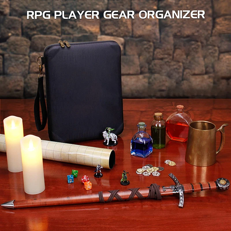 ENHANCE Sac à Dos DND Venture Canvas - Sac RPG DM pour Donjons et Dragons avec Plateau à dés Amovible - DND Pouvant Contenir 4 à 6 Livres, Vertical, Poitrine et Sangle