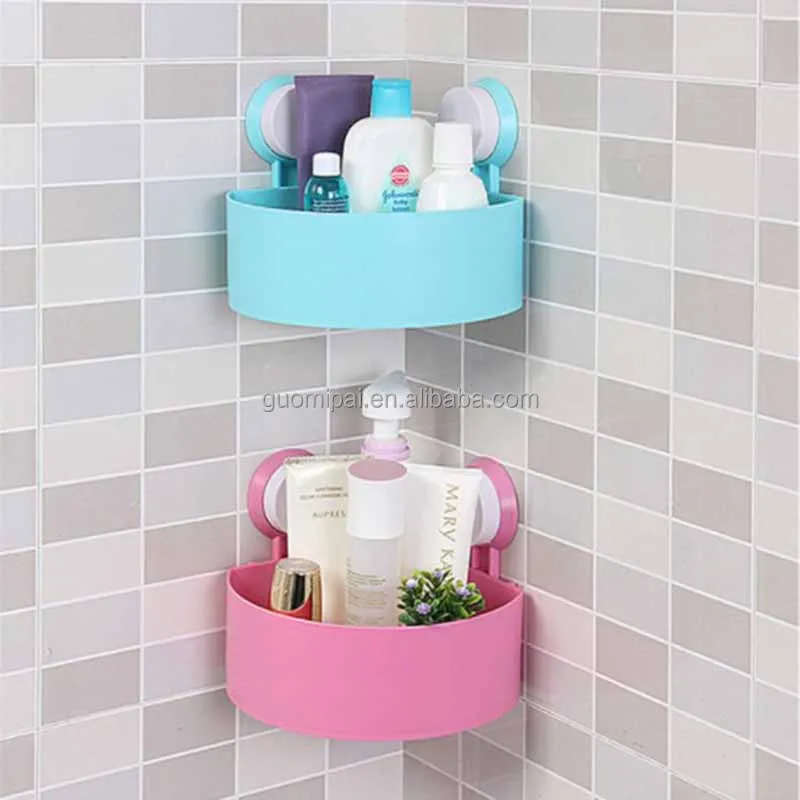 Unique Bargains Plastic Bathroom Wall Corner Suction Cup Triangle