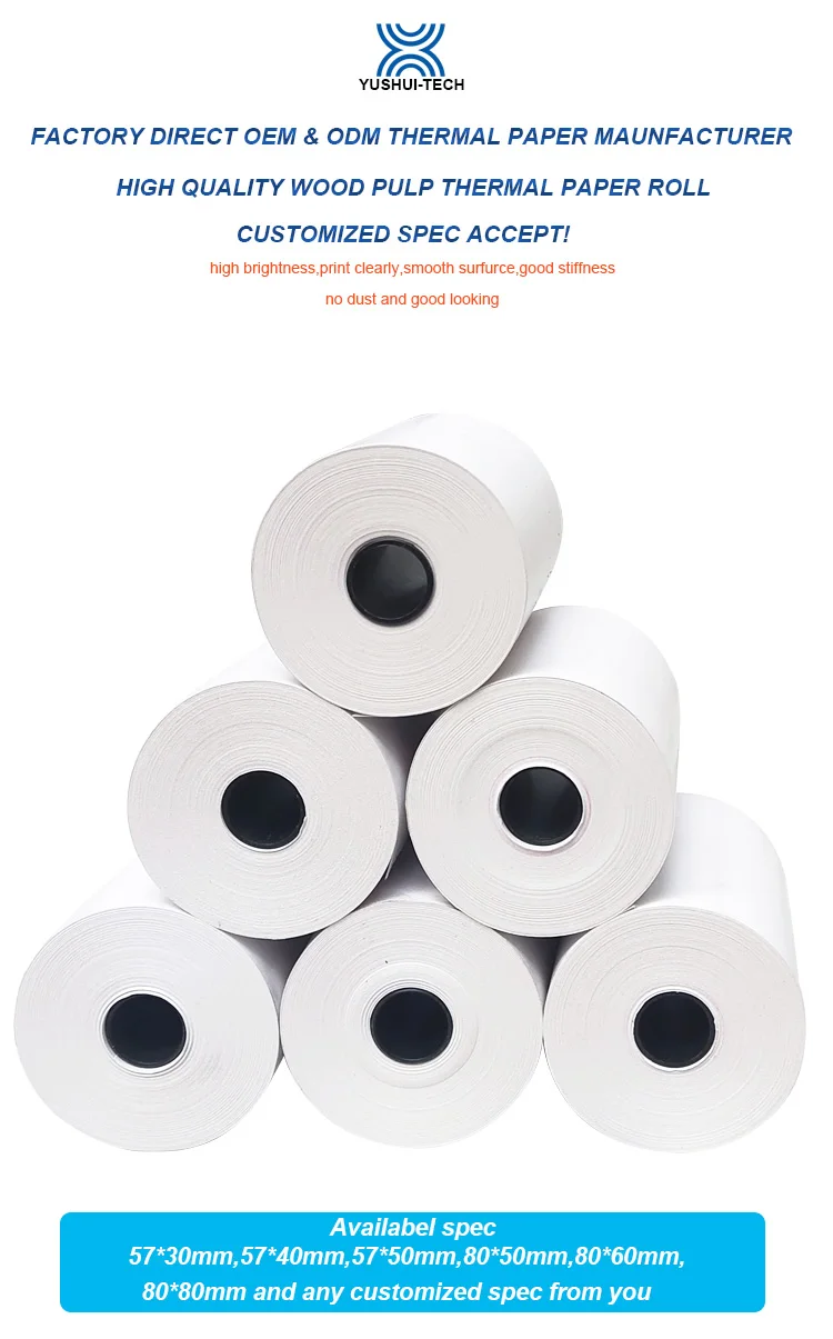 57mm 76mm Thermal Paper Jumbo Thermal Rolls 76x70 2ply Rolls Slitter