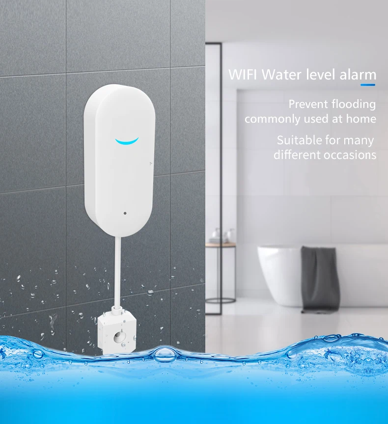 Tuya Wifi Flooding Water Level Alarm System Smart Water Tank Level 