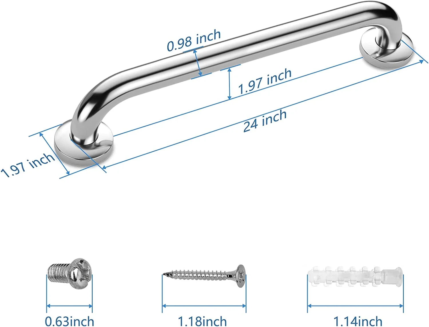 Custom Size Modern Polished Stainless Steel Grab Handrails Toilet