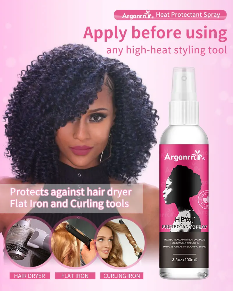 Custom Label Lightweight Silkening Mist Hair Spray Heat protection Spray for Protecting Hair Agaist Flat Ironing