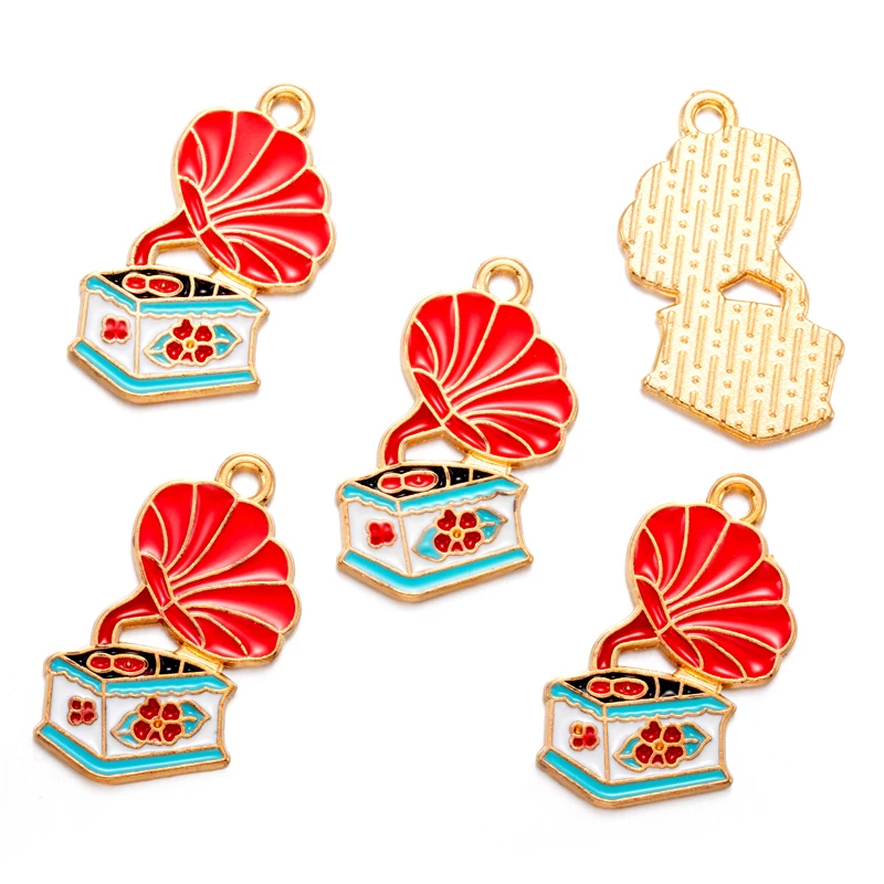 10 Styles Enamel Musical Note Charms Guitar Keyboard Instruments Pendants for Earrings Necklace DIY Jewelry Making W347