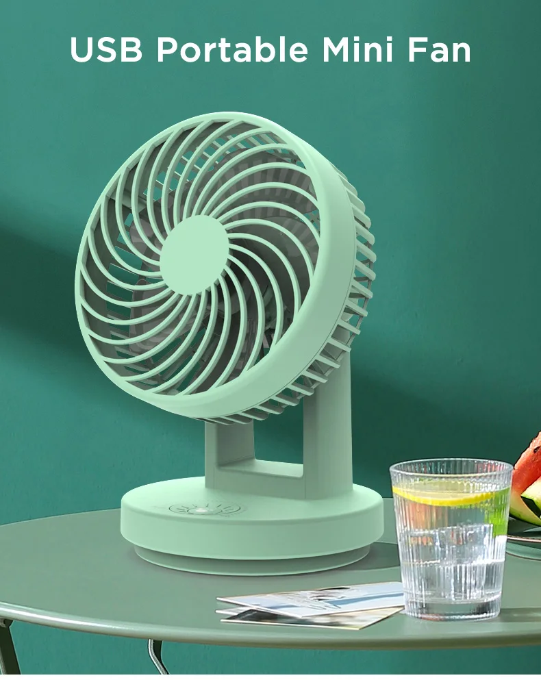 Usb Desk Fan 2 Speeds Desktop Table Cooling Fan In Single Button Head