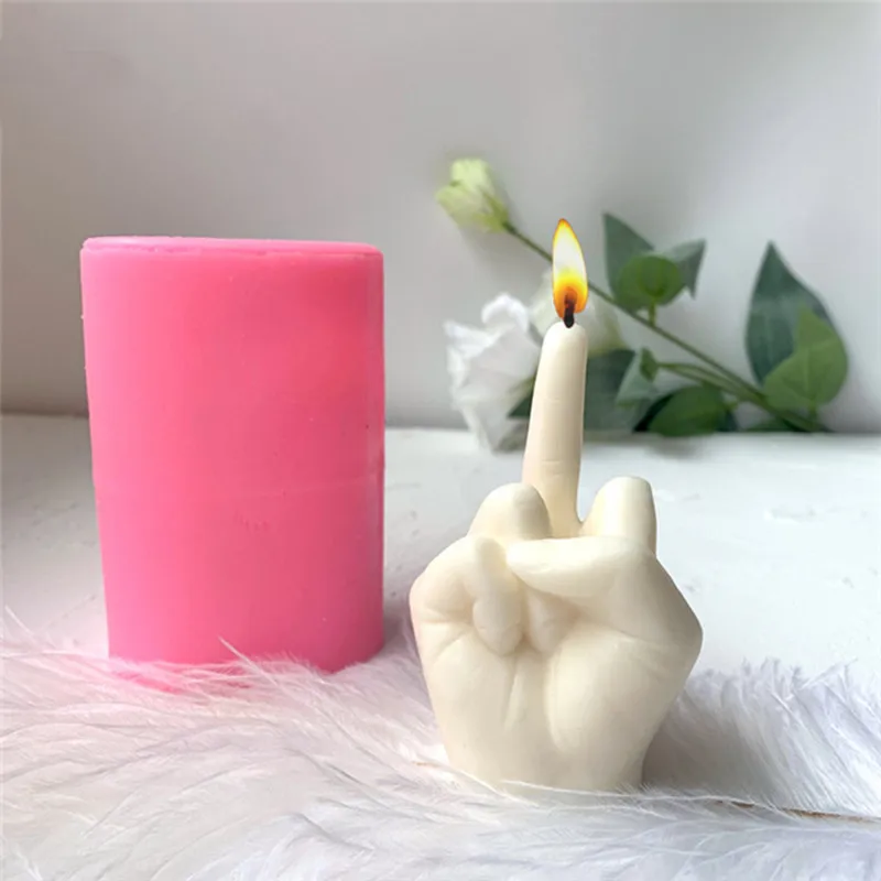 W003 DIY Creative Aromatherapy Yeah Gesture Candle Silicone Mold Middle Finger Pendant Mold