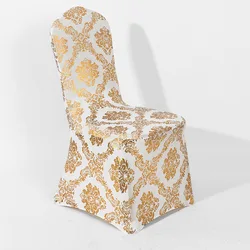 Chair Cover Gold Print Flower for Wedding Banquet Party ...