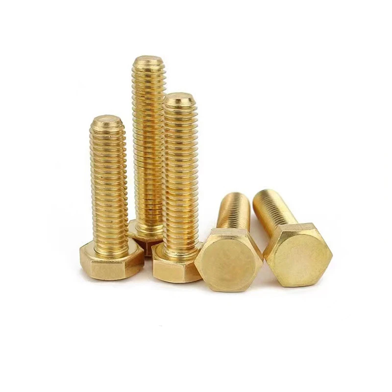GB30 Brass Machine Thread Hex Nails External Hexagon Head Bolt with Plain Finish M6 M8 M10 Sizes