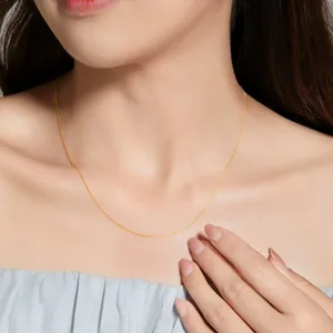 Box Chain 18K Gold Plated Zinc Alloy Necklace Minimalist Collarbone Chain for Women Party Wear That Won't Fade