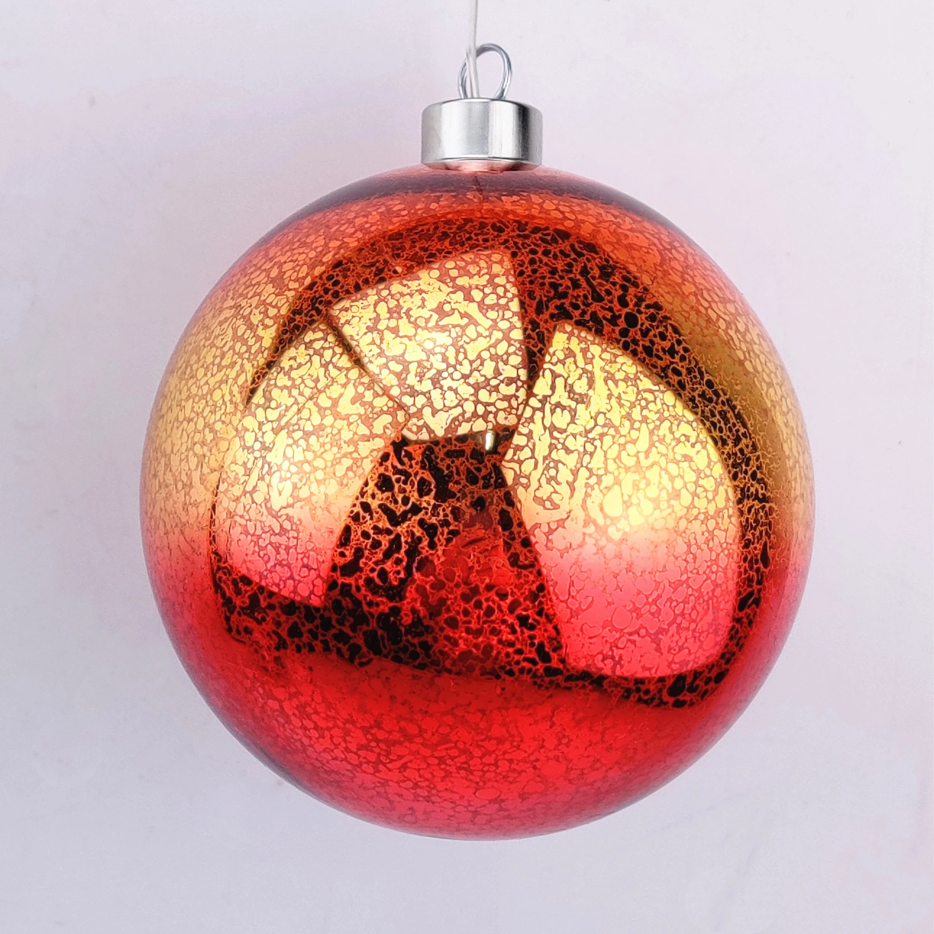 Wholesale personalized led light 120mm colored hanging handmade mercury glass Christmas craft ball ornaments