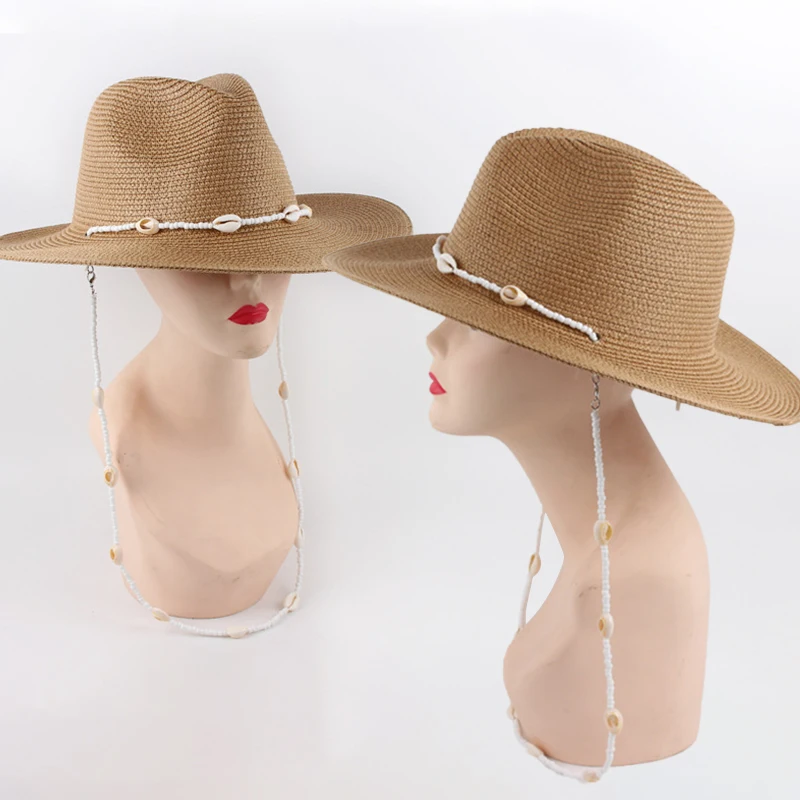 Chapeau De Paille Tissé à La Main Avec Bandeau Coquillages – Léger, élégant, Parfait Pour La Plage Ou Les Vacances