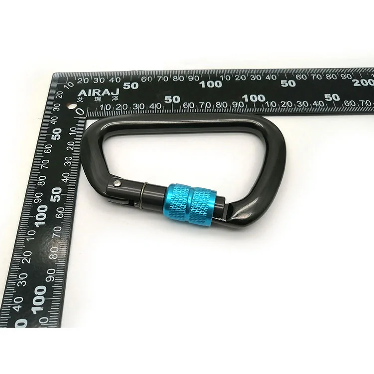 BT-L02 25KN Black 7075 Tension Carabiner Outdoor Snap Hooks Locking Carabiner Hook Custom Climbing Carabiner