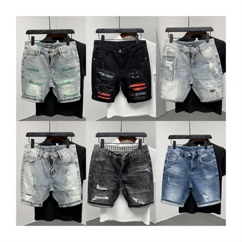 Men Skinny Jeans New Model Ripped Denim Jeans Men Street Wear Blue Skinny Men Jeans Shorts