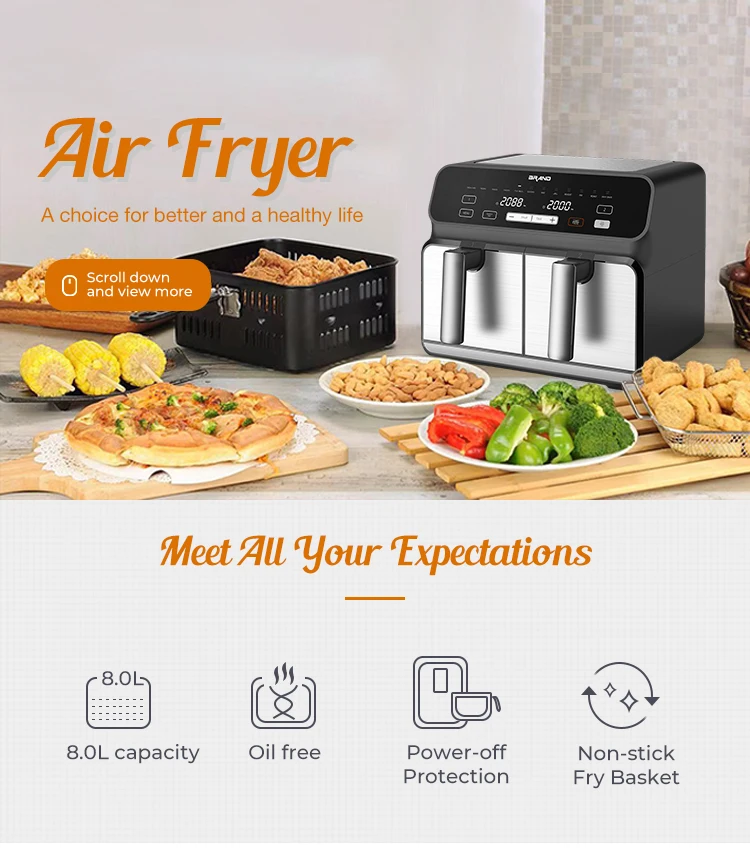 Two Baskets Double Pots Dual Air Fryer Over Fritadeira Eletrica Air