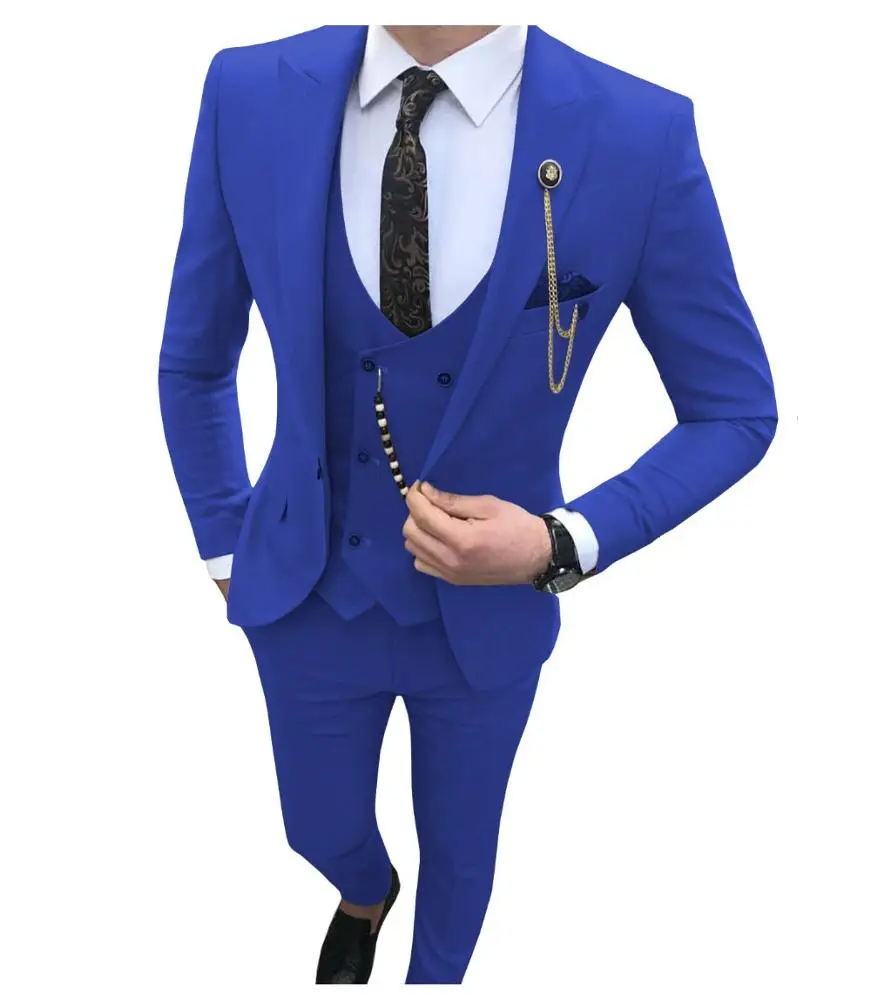 MOGU Mens 3 Piece Suit Slim Fit White Black Tuxedos for Prom Wedding