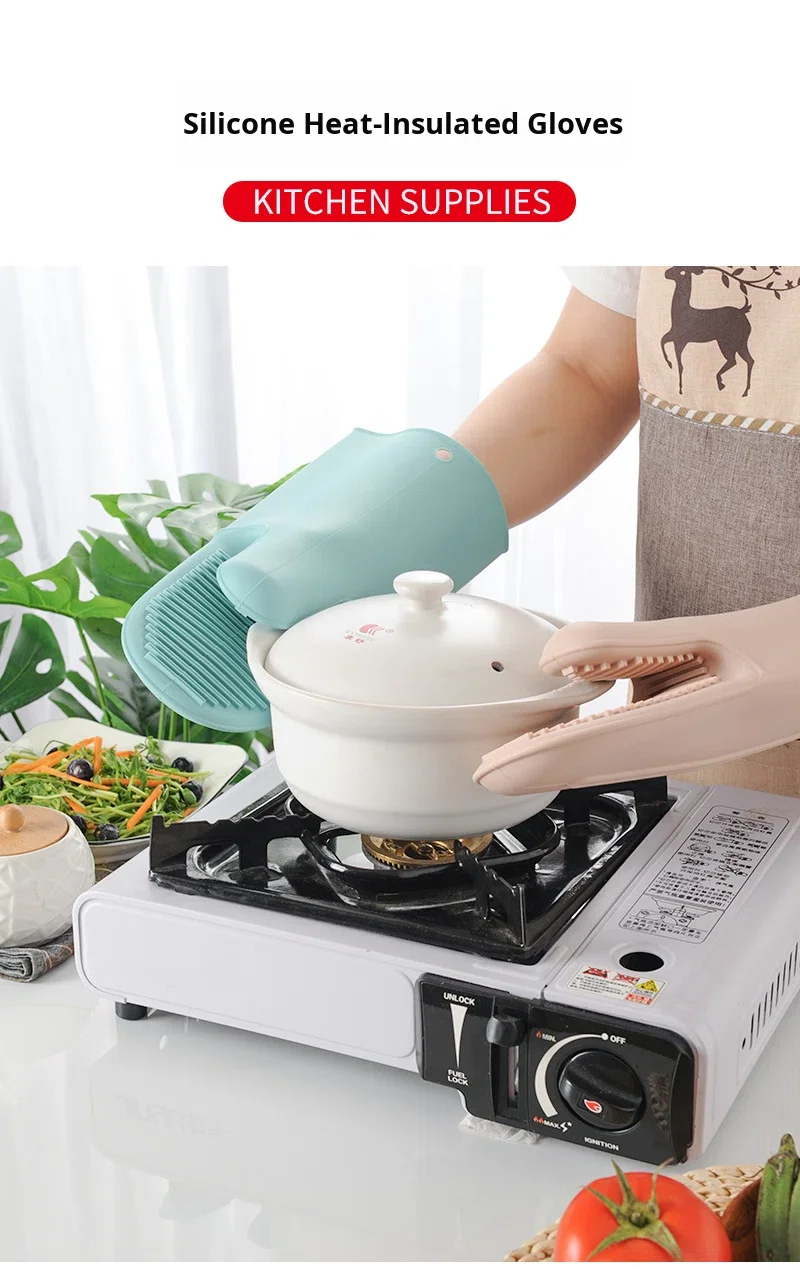 Oven Gloves Silicone Heat Resistant Cooking Mitts Potholder for Kitchen Cooking & Baking factory