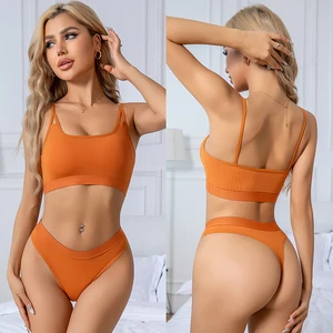 OEM Factory Outlet Women's Seamless Bra Set Adjustable Shoulder Strap Thong Disassembly Cup Breathable Everyday Style Logo Waist