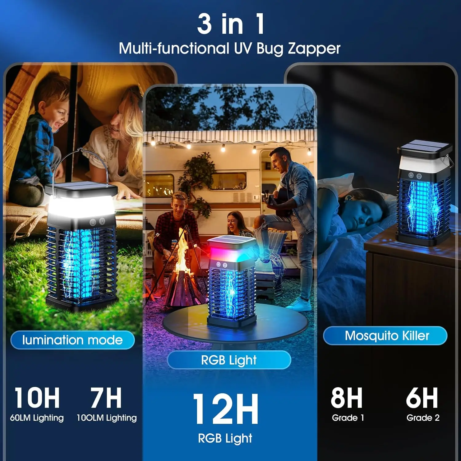 Saijzek New Arrival High Effective Indoor/Outdoor UV LED Bug Zapper Solar lamp supplier