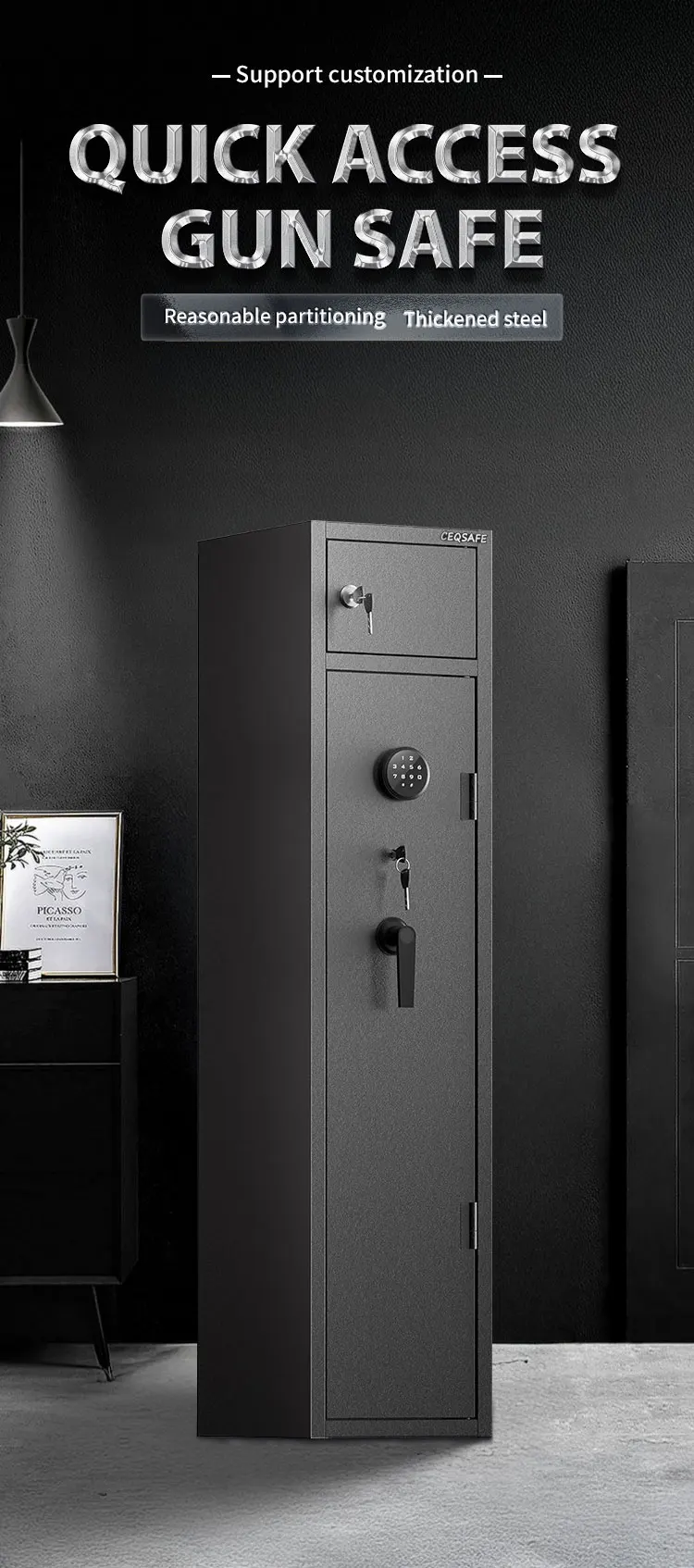 CEQSAFE Hot Selling Wholesale Metal Gun Safe Safes Large Gun Home Safety Gun Safe Cabinet With Digital details