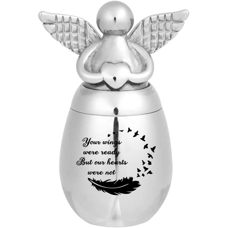 316L Stainless Steel Angel Wing urns Can Open Ashes Holder Cremation Urn Memorial Keepsake Pendant Jar for Men Women Pets