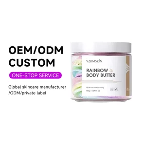 Wholesale Vegan Natural Organic Skin Care Product Lotion OEM ODM Colorful Coconut Lemon mango Rose Extract Rainbow Body Butter