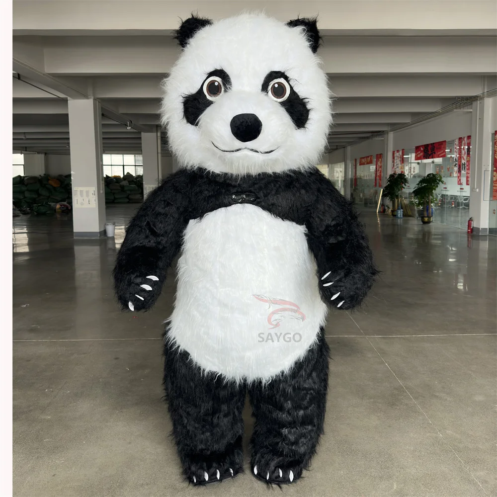 Hot Party Dress Long Hair Panda Mascot Costume CE 2.6m 2M Inflatable Cartoon Costume Cloth for Carnival Events Advertising