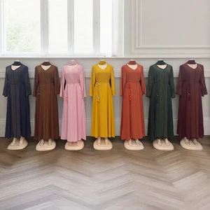 Wholesale New Style Muslim V-neck Fashion Beaded Tassel Decoration Plus Size Women Dress