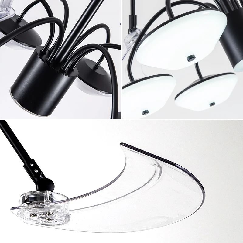 Modern Remote Control Hidden Wings Fan Simple Design 6 Head Lights Acrylic 50hz Household Ceiling Fans