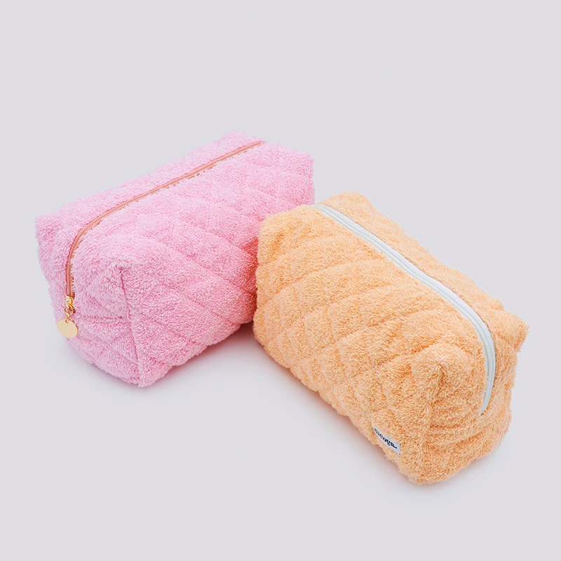 Wholesale Custom Colors Terry Cloth Make Up Bag Quilted Towel Cosmetic ...