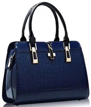 Patent Leather Crocodile Leather Handbags Tote Bag for Women Ladies Shoulder Bags Unique Vintage PU