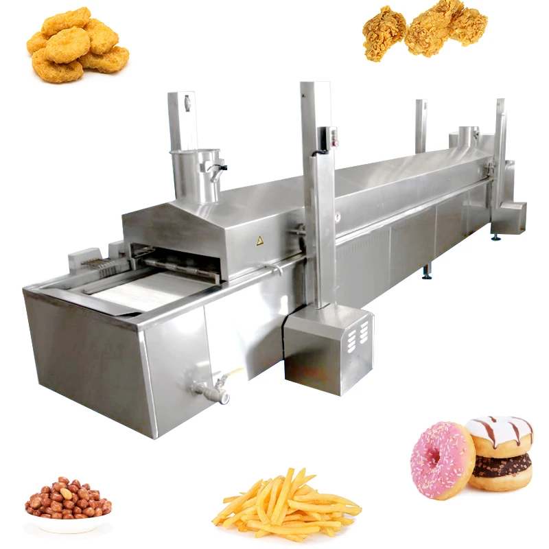 Multifunctional Automatic Continuous Donut Dumpling Samosa Frying Machine Banana Potato Chips Soya Bean Electric Gas Deep Fryer details