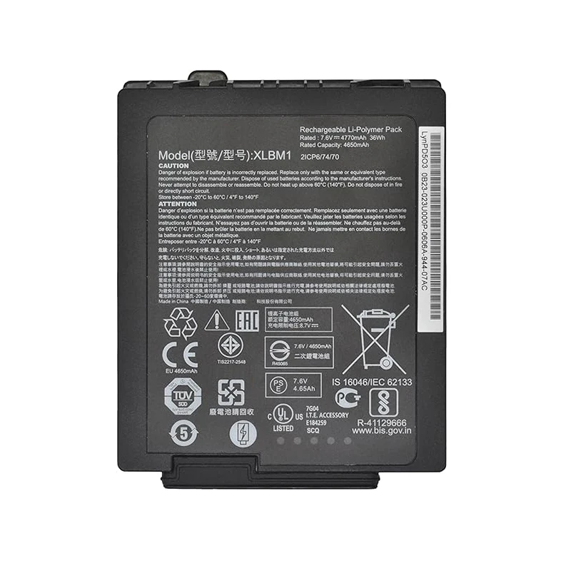 แบตเตอรี่ Li-ion 7.6V 4770mAh Zebra Xplore LynPD5O3 0B23-01H4000E แบตเตอรี่เครื่องสแกนบาร์โค้ด XLBM1