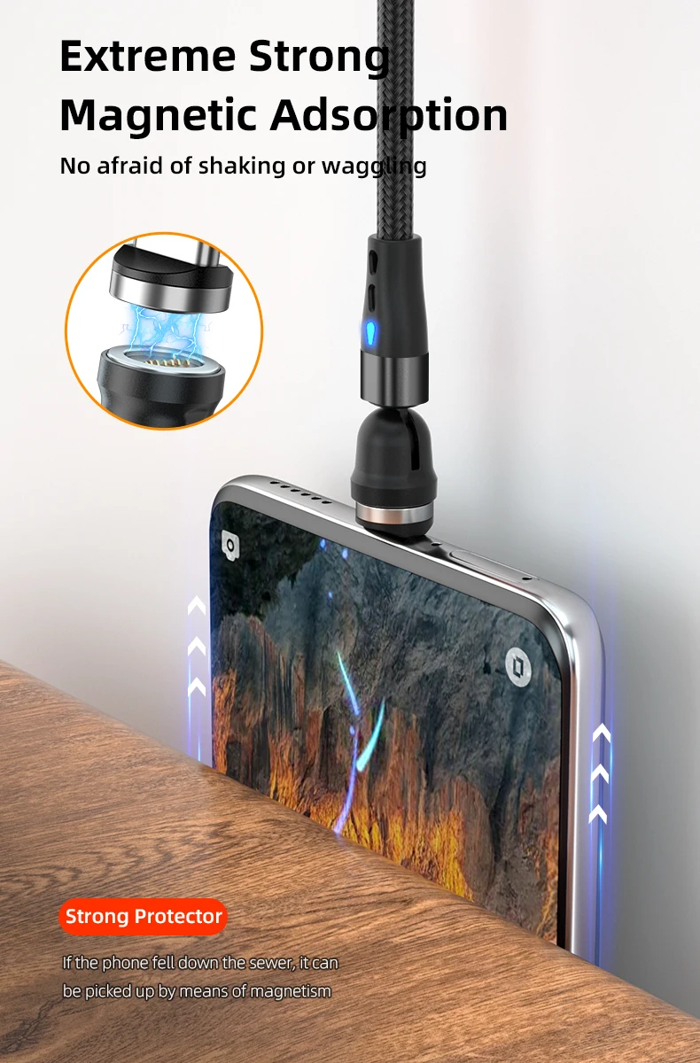 540 Cable Magnetic USB 3 in 1 - Fast Charging & Data Transfer