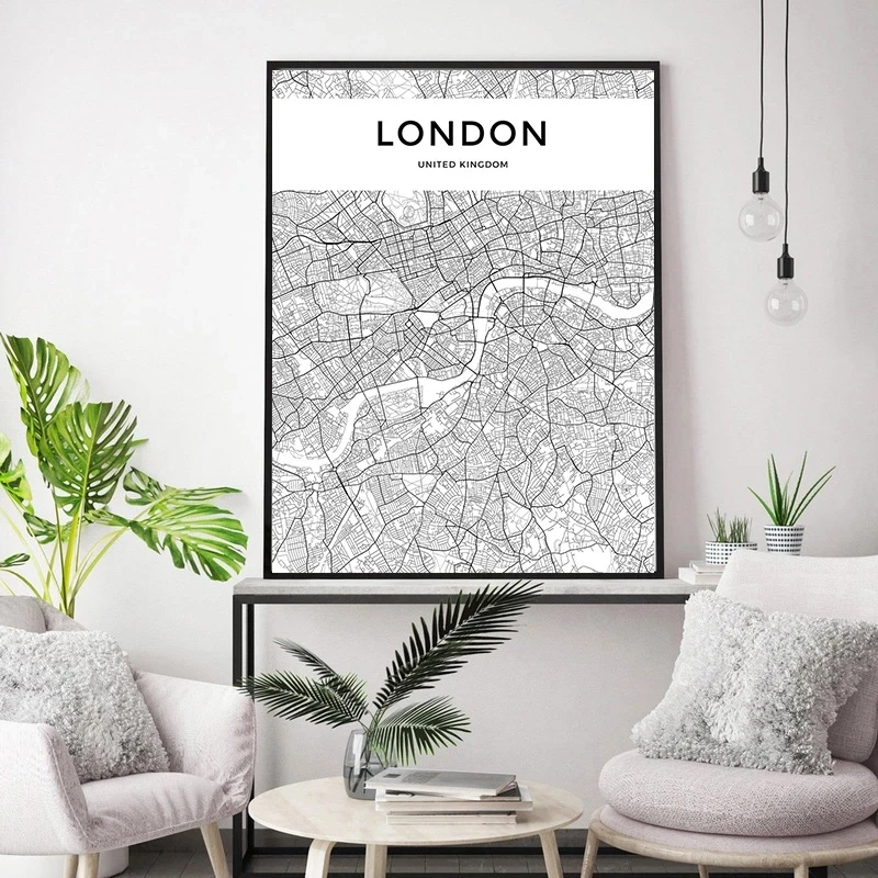 City Map Paris London New York Las Vegas Wall Art Canvas Painting Nordic  Posters And Prints Wall Pictures For Living Room Decor – Nordic Wall Decor