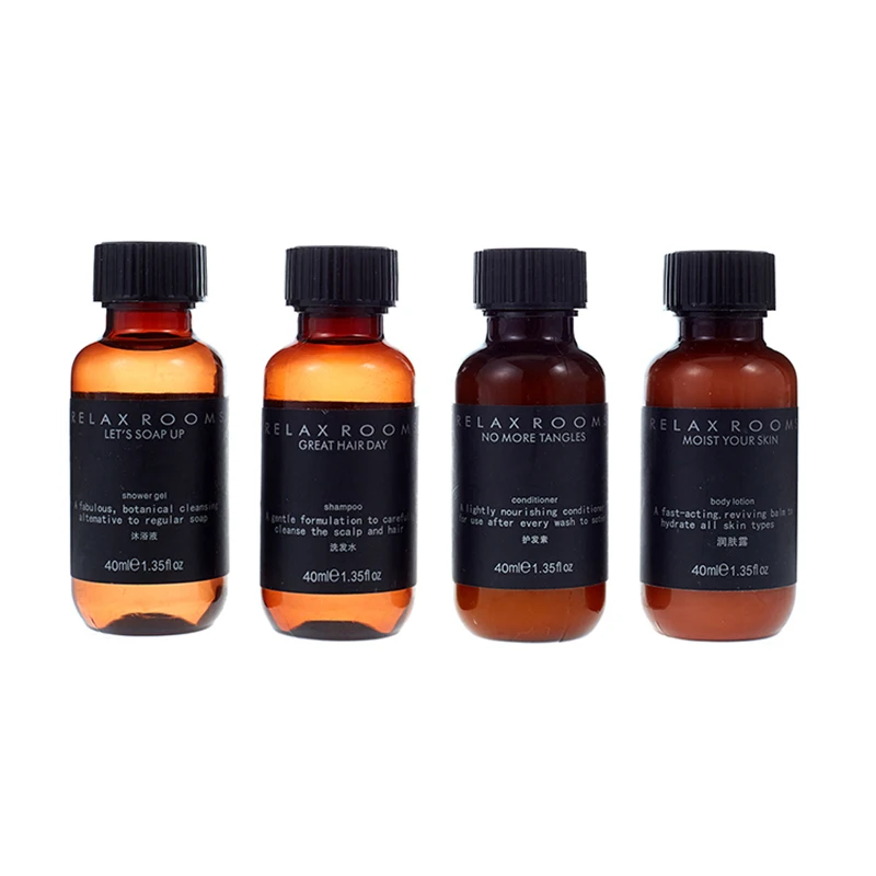 Personalized OEM Luxury 40ML Mini Disposable 5 Star Hotel Shower Gel Shampoo and Conditioner Set for Hotel