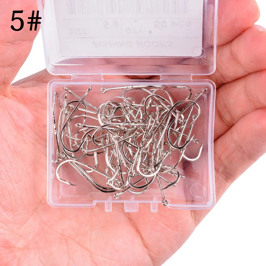 50pcs High Carbon Steel Worm Fishing Hooks - Assorted Sizes 2# To 3/0#, Sharp Offset Hooks For Soft Baits - View #5
