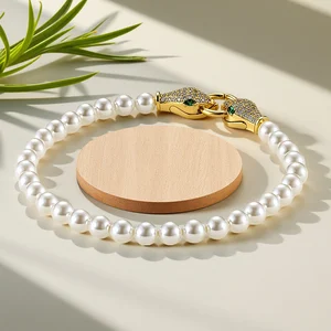 Muxcor Wholesale Factory Beaded Charm Copper Glass Beads Zircon Snake Fashion Bracelets Vintage Style Classic