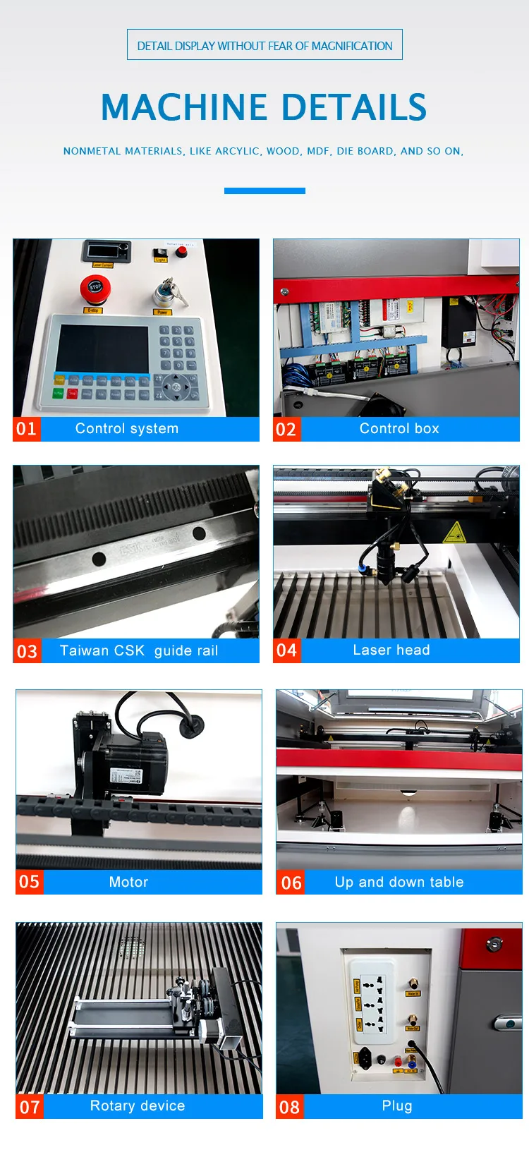 1390 80W CO2 Laser Cutter AI BMP Graphic Format Supported Wood Cutting ...