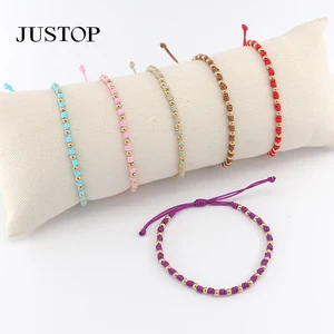 High Quality Jewelry Metal String Hand Woven Gold Pearl Geometric Trendy Women Adjustable Rope Beads Charms Bracelet for