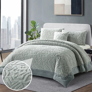 For Customized Vintage 200TC Eco-Friendly Winter Geometric Pattern 5pcs Bedding Warm and Soft Cut Flowers Comforter Sets