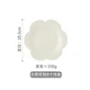 Matte milk white floral pattern 8inch flat plate