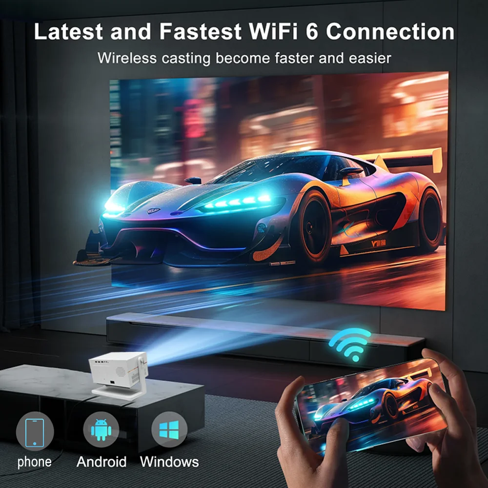 Google GTV Everycom YG628 Ultra 1080p 600ANSI Auto Focus Android Decoding 4k Portable Projector 4k Projector Stand Projector