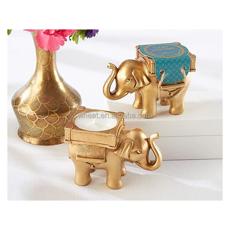 China Factory High Quality Customize Logo Gift Sell Well Golden Elephant Tea Light Holder